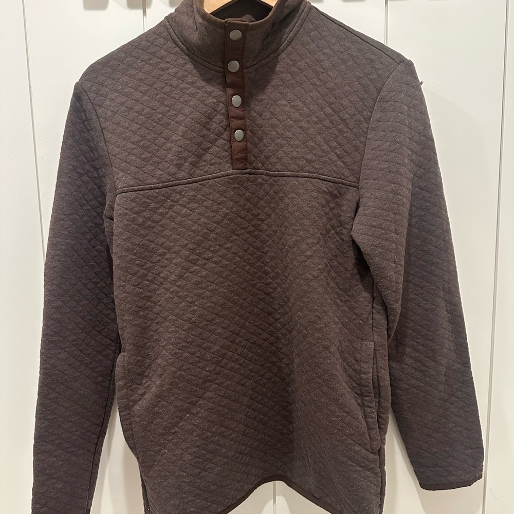 Women’s Quilted Snap-Front Pullover Sweater - Brown